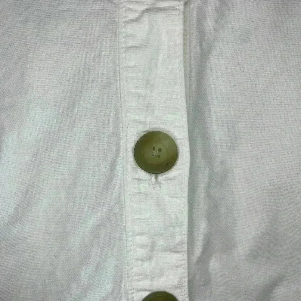 White Cotton Rounded  Neck Jacket Size 14 - Picture 2 of 9